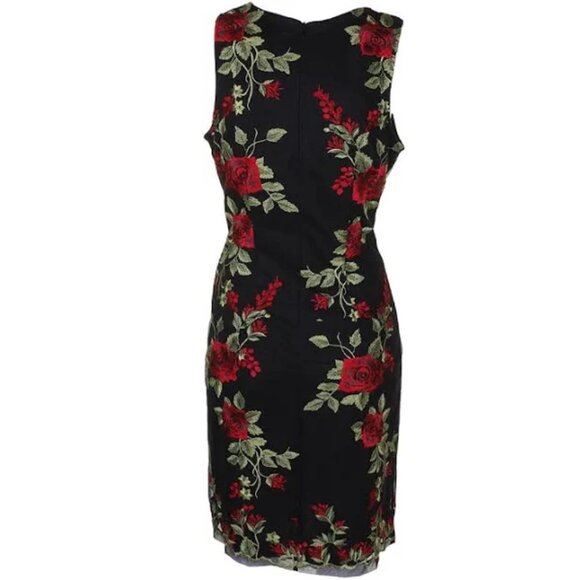DONNA RICCO Floral Embroidered Mesh A-Line Mini Dress - Picture 4 of 6